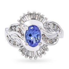 14k White Gold Tanzanite and Diamond Ring