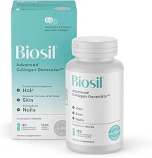 BIOSIL ADVANCED COLLAGEN GENERATOR HAIR SKIN NAIL 180 LIQUID CAPSULES 9/2027 NEW