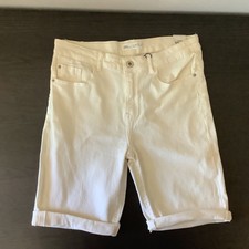NWT ZARA Kids Cream DENIM BERMUDA SHORTS Adjustable Waist Size 13-14 Years