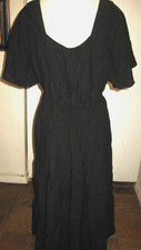NWT BLACK V-NECK RUCHED LOW CUT, SHORT FLUTTER SLEEVES & FULL SWING SKIRT Sz XL