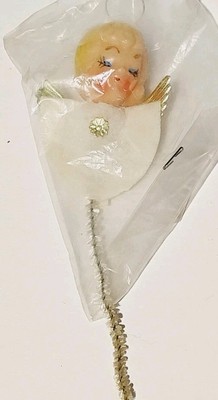 NEW VINTAGE 60S MADE IN JAPAN RUBBER ANGEL HEAD CHRISTMAS PICK 5 1