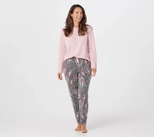 Cuddl Duds Comfortwear Jogger Pajama Set-Pink-Large-NEW-A368079