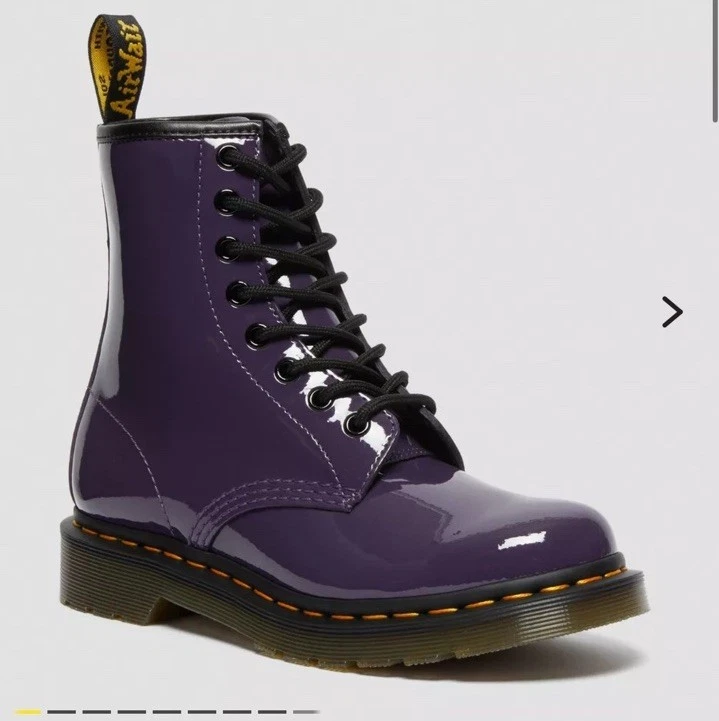 Doc Marten's фиолетовый 1460 женщин лакированная кожа шнурует вверх ботинки - Изображение 2 из 4