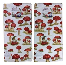 Set of 2 GARDEN GNOME Mushrooms Terry Kitchen Towels by Kay Dee Designs