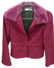 Lovely Jesire Jacket Deep Pink With Furry Collar, Size Xs (labelled A Us 4)