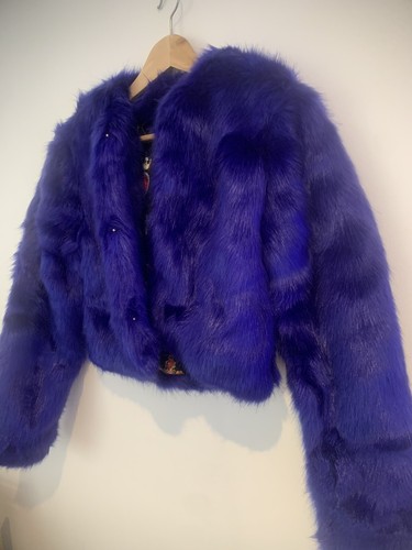 horoscopez blue blood faux fur jacket size small - Picture 2 of 9