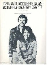 THE CARPENTERS "CALLING OCCUPANTS OF INTERPLANETARY CRAFT" SHEET MUSIC-1977-NEW!