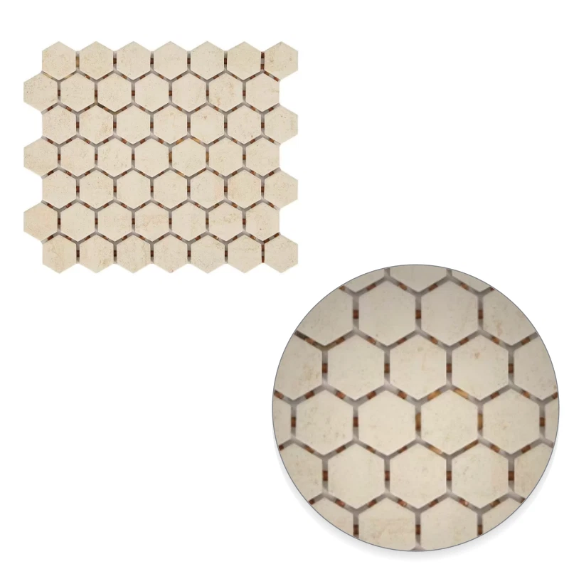 Daltile LuxeCraft Hexagon Glazed Ceramic Mosaic Tile 6.35 mm 10" x 12" 6-Piece - Image 4 of 4