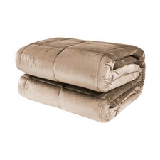 Couette D'Hiver Duvet Moderne 2 Carrés Double En Velours Gris Tourterelle