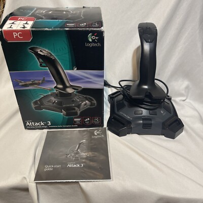 Logitech ATTACK 3 Flight Joystick Video Game Controller Wired USB 2.0 For PC MAC