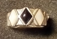 Sterling Silver Black Onyx Mother of Pearl Ring Size 10.5 Stamped 925 Thailand