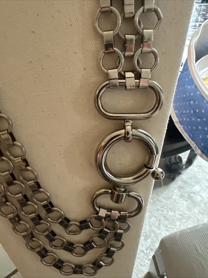 "Collar llamativo gótico industrial basculante de motociclista cadena grande 24""" Foto 2 de 4