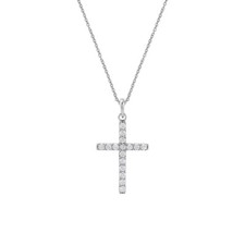 0.33 Carat G VS2 Diamond Cross Pendant Necklace in 14K Gold