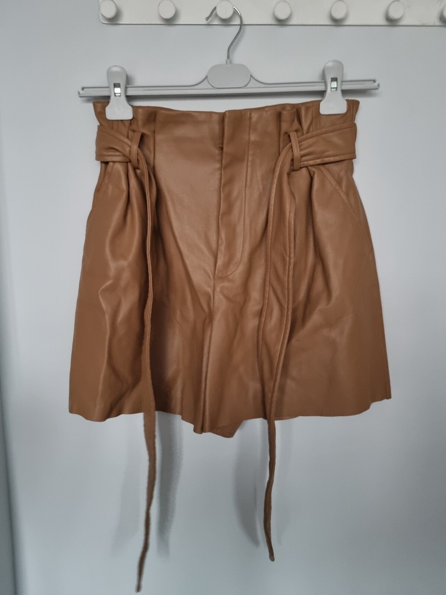Zara Faux Leather Shorts Style Paperbag Size S UK