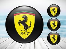 4x Center Wheel Cap Decals Silicone Ferrari Emblem Rims Logo Stickers