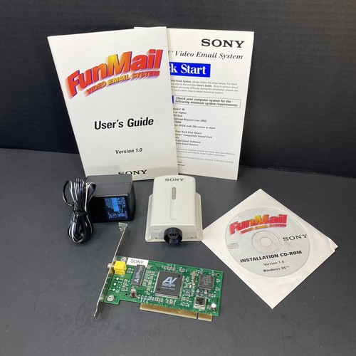 Vtg Sony Funmail Email Videoing System 1.0 Windows 95 Color Camera HTF 1995 - Afbeelding 11 van 14
