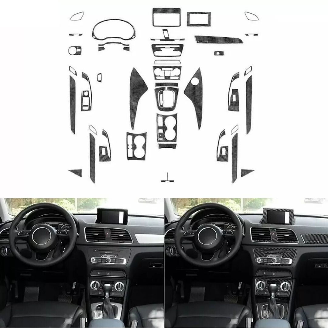 50Pcs Real Carbon Fiber Set Full Interior Trim Cover For Audi Q3 8U 2015-2018