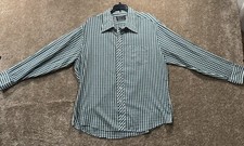 Vintage 70s JC Penney Men  s Button Down - XL 17.5 - Green Plaid Western Poly