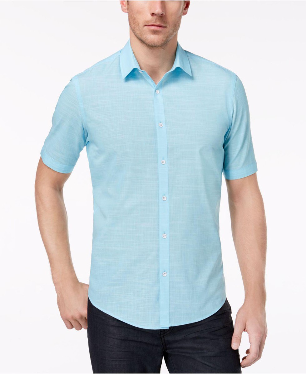 alfani short sleeve dress shirts Alfani Men's Stretch Geometric Print Short-Sleeve Button-Down Shirt, Created for Macy's