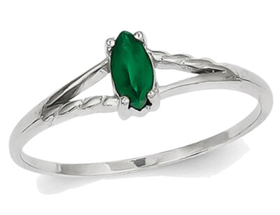 Natural Green Emerald Ring 1/4 Carat (ctw) in 14K White Gold