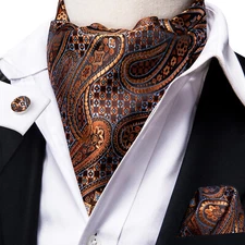 100 Kinds Mens Ascot Cravat Scarf Blue Red Gold Paisley Solid Geometric Set