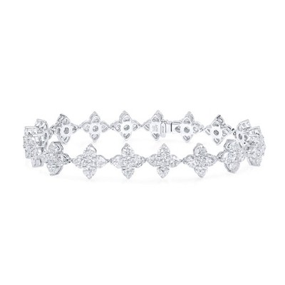 Natürlicher weißer Diamant Armband 7,65 ct Herz VS Reinheit massiv Gold