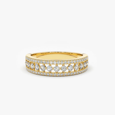 0.50 Ct Natural Round Cut Diamond Eternity Wedding Band Ring 14K Yellow Gold