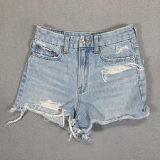 American Eagle Shorts Women's 00 Blue Strigid Curvy '90s Distressed Boyfriend