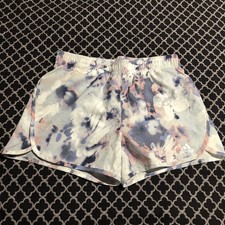 Adidas Girls Youth Aeroready Purple Tie Dye Shorts Athletic Lined Drawstring T26