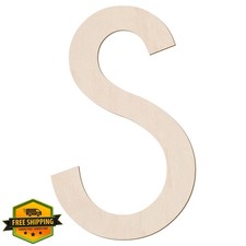Wooden Letters, 12 Inch S, 1/4" Thick, Unfinished, Wall Decor DIY