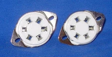 Pair New Ceramic 6 pin Vacuum Tube Sockets for 6D6, 41, 42, 77, 78, RK-49, etc