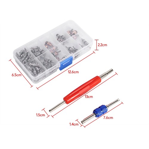 New Car 102pcs Assortment A/C R134a/R12 Refrigeration Tire Valve Stem Cores Tool - Picture 6 of 7