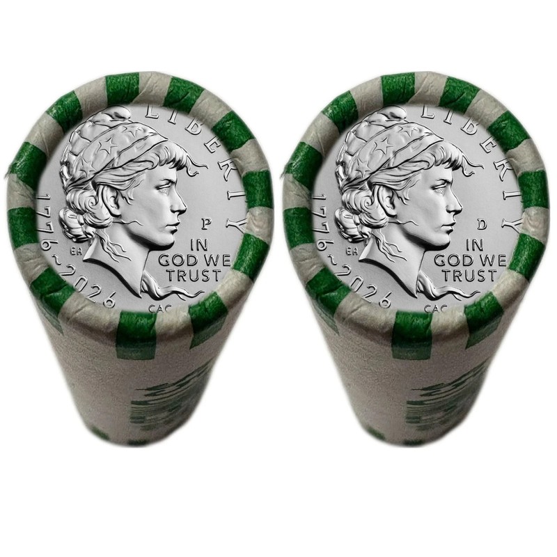 America 250 EMERGING LIBERTY DIMES 1776–2026 Uncirculated 2 Rolls Set - P & D *