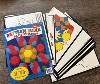 Learning Resources Pattern Block 36 Activity Cards: Grades 2-6  w/Teachers Guide