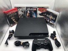 PlayStation 3 Slim PS3 160GB Console CECH-3001A w/ Controller Cords Games Tested