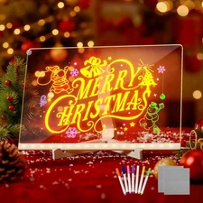 LED Drawing Board 11.9"x7.9" Acrylic Light-Up Board with Stand, 7 Markers & 2...