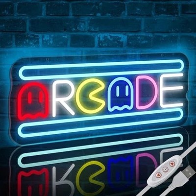 Arcade Neon Light Sign LED USB Powered Dimmable, Retro Ghost Arcade Game A5-AR