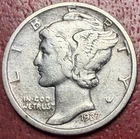 1937-D Mercury Silver Dime. Better Grade. Free Shipping