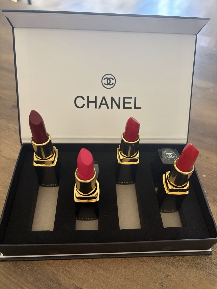CHANEL 4-Piece Lipstick Set w/ Box, Multicolor, Purple/Pink/Red