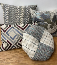 Set of 4 Crate Barrel Decorative Throw Pillows Various Sizes Blue Green Beige