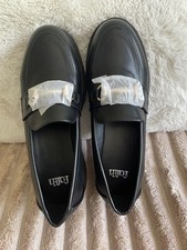 Faith Lane Black Chunky Snaffle Women’s Loafers Size 8 Slip On Smart Work Shoes