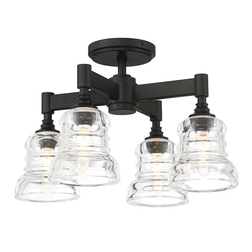 Crystorama Gregory 4 Light Semi Flush Mount, Matte Black/Clear - GRG-1045-MK - Picture 1 of 1