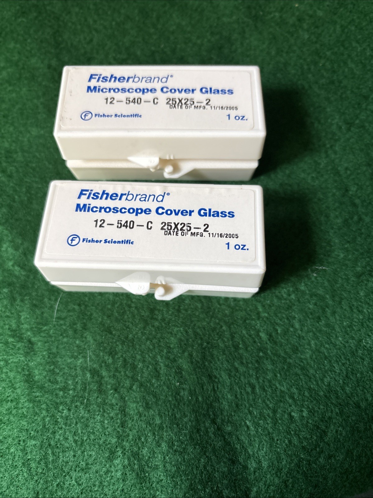 Fisherbrand Microscope Cover Glass. 12-540-C 25x25-2 (lot Of 2). 1oz Box