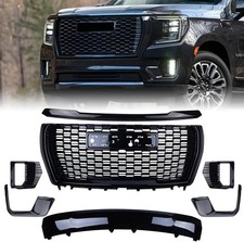 For 2021-2024 Gmc Yukonxl Denali Front Grille Hood Trim Molding Set 7pcs Gloss