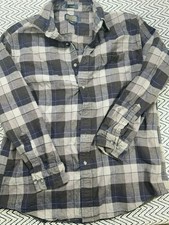 Pendleton Blue  Gray Plaid Flannel Button-Up Shirt Size L