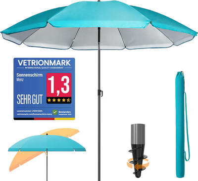 4smile SunnyJoy Beach Parasol - UPF 50+ Beach Umbrella, Safe Sun Protection