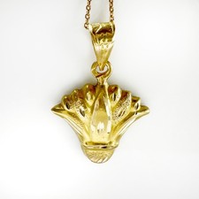 Vintage 18k Gold Ägyptische Lotusblume Anhänger