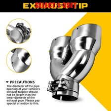 Chrome Dual Pipe Bolt On Exhaust Tip 2.5" IN Diameter 7" OD 8.5" Long 1-3X