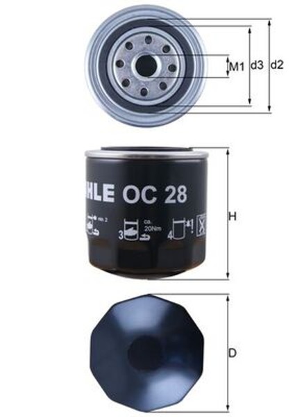 Mahle ÖLfilter Oc 28 Anschraubfilter FüR Porsche Vw 914 T3 T2 412 Uaz 411 93,2Mm-image