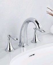 3-Hole Widespread Brass Bathroom Faucet with Elegant Chrome Finish and 2 Handles
